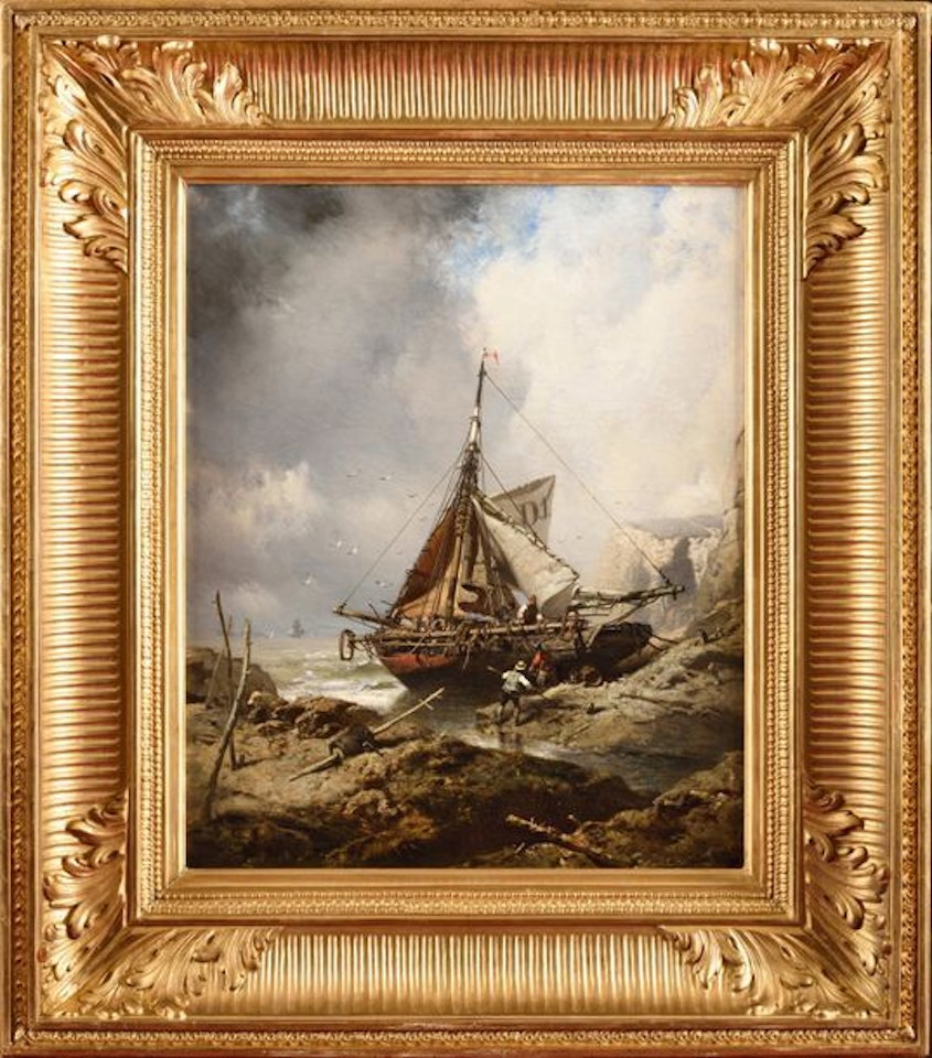Bateau de pêche au pied des falaises de Dieppe by Charles Hoguet