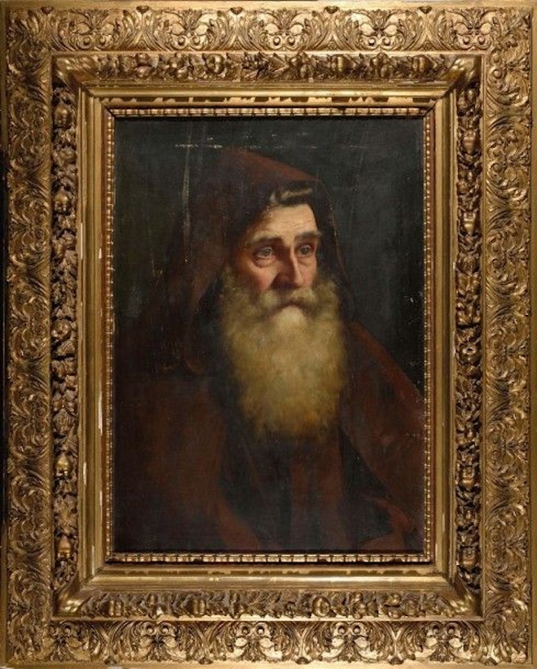 Head of a bearded monk by German School
