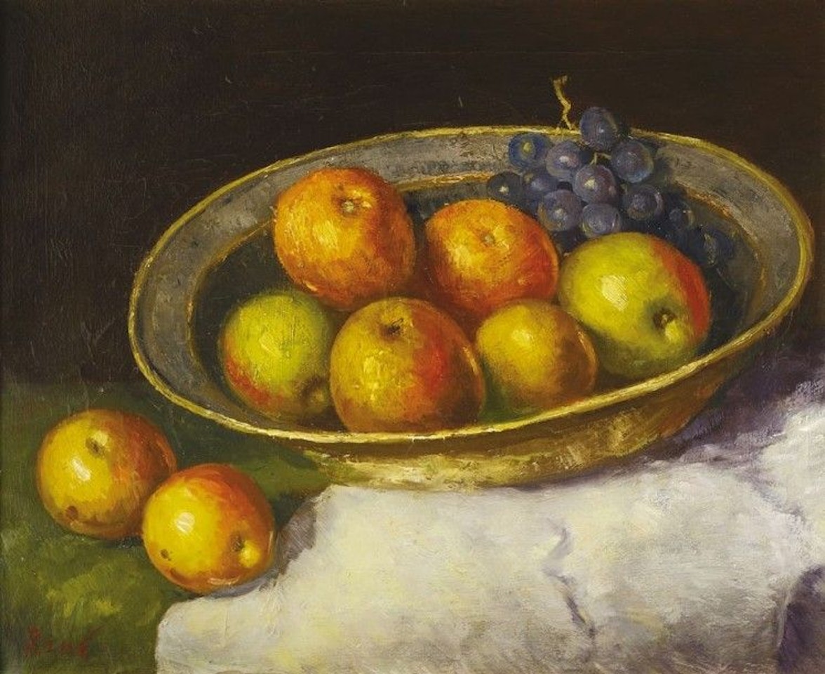 Still life with apples and grapes by French School