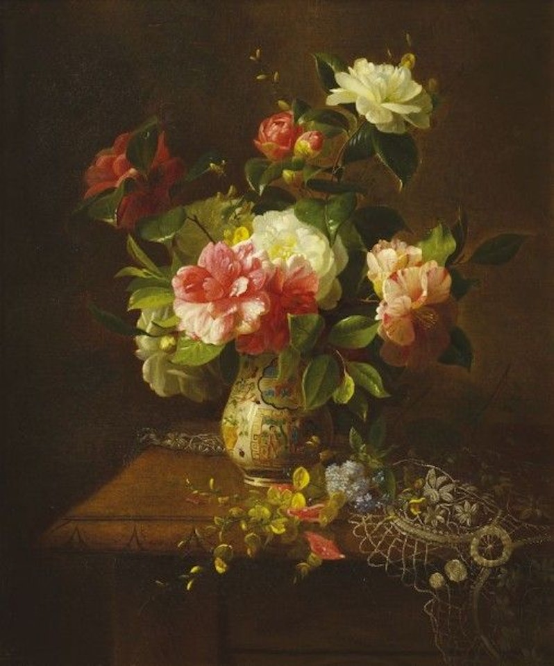Bouquet de fleurs dans un vase en porcelaine de Canton by French School