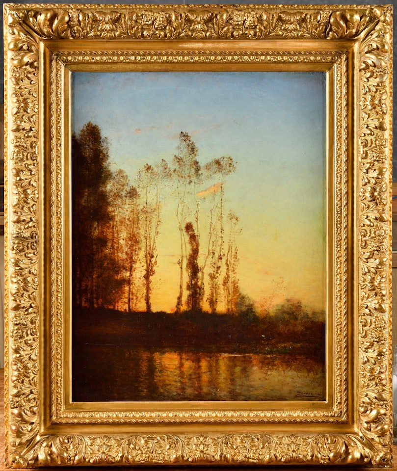 Tall trees by the river by Félix Ziem
