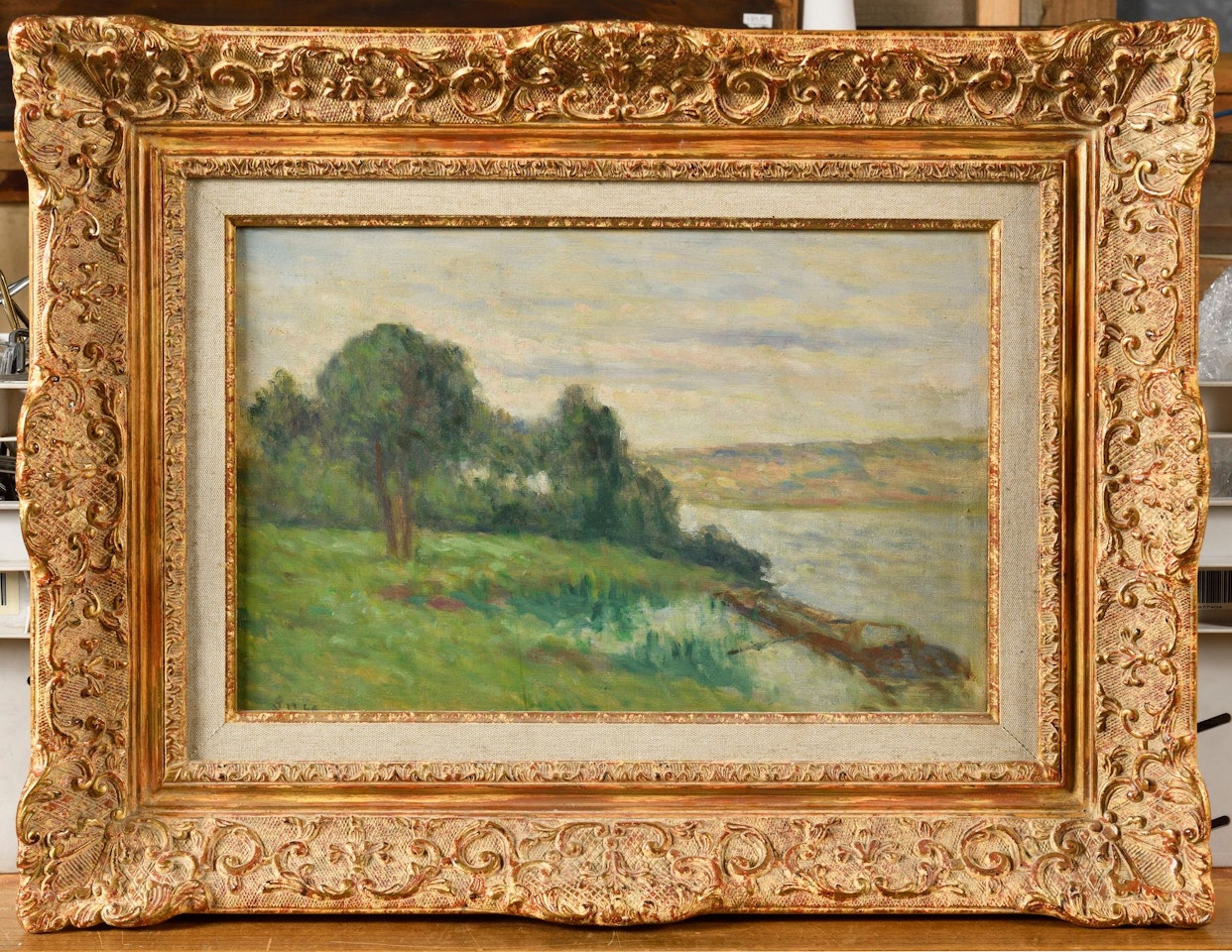 The barge at Rolleboise by Maximilien Luce