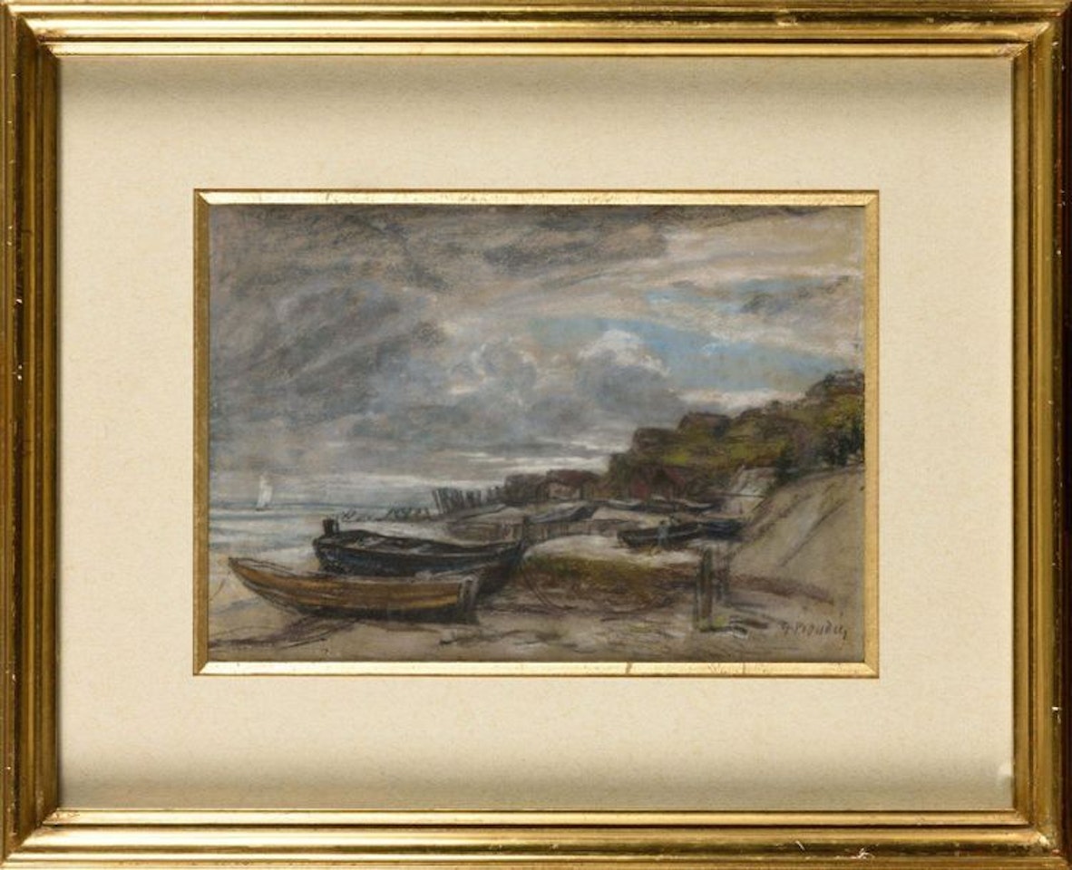 Boats on strike by Eugène Boudin