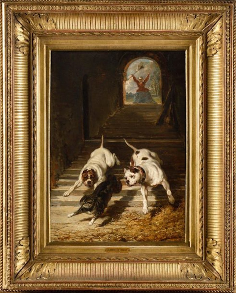Dogs and Cat by Alfred de Dreux