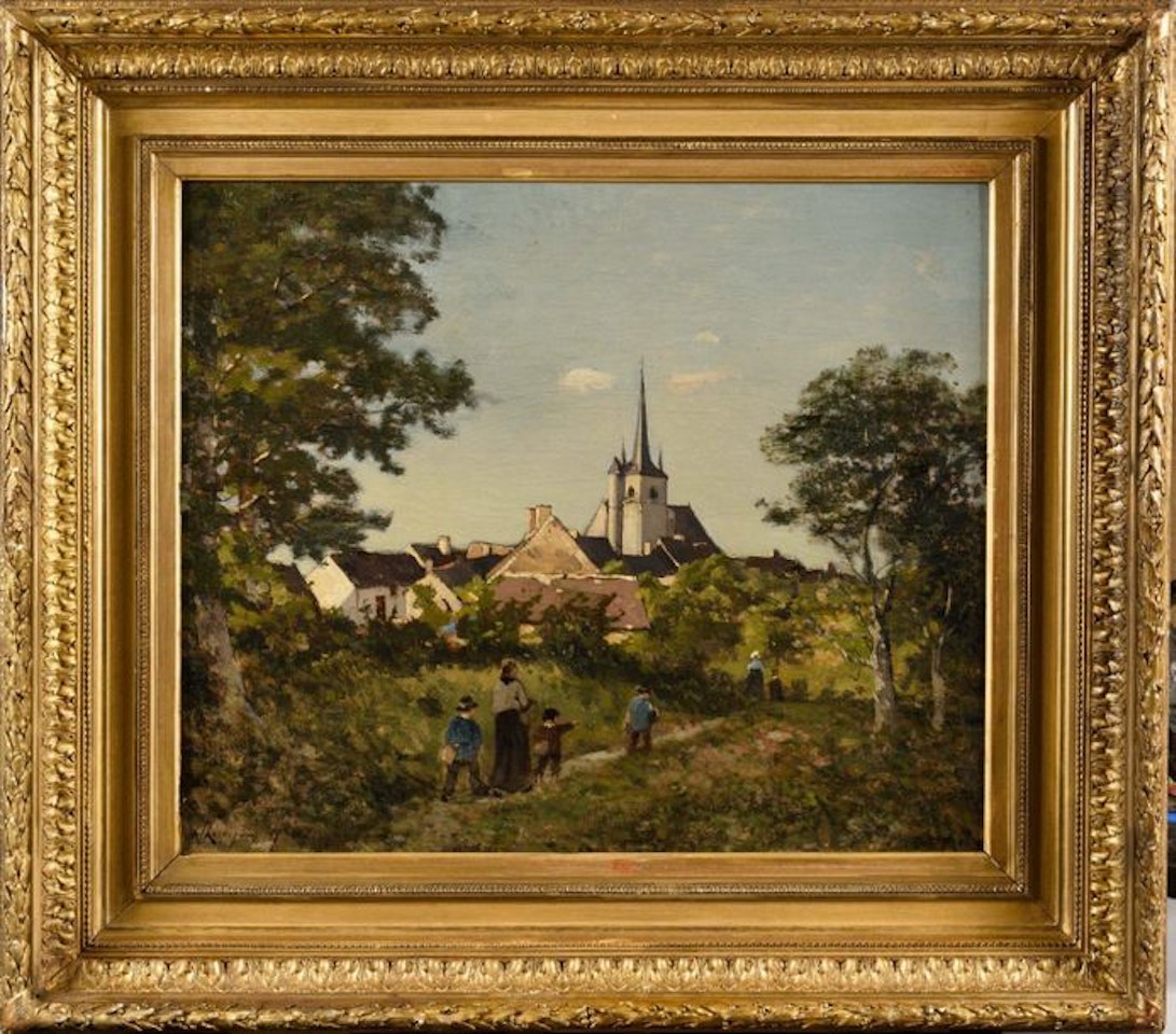 Family walk in Saint-Privé by Henri Harpignies