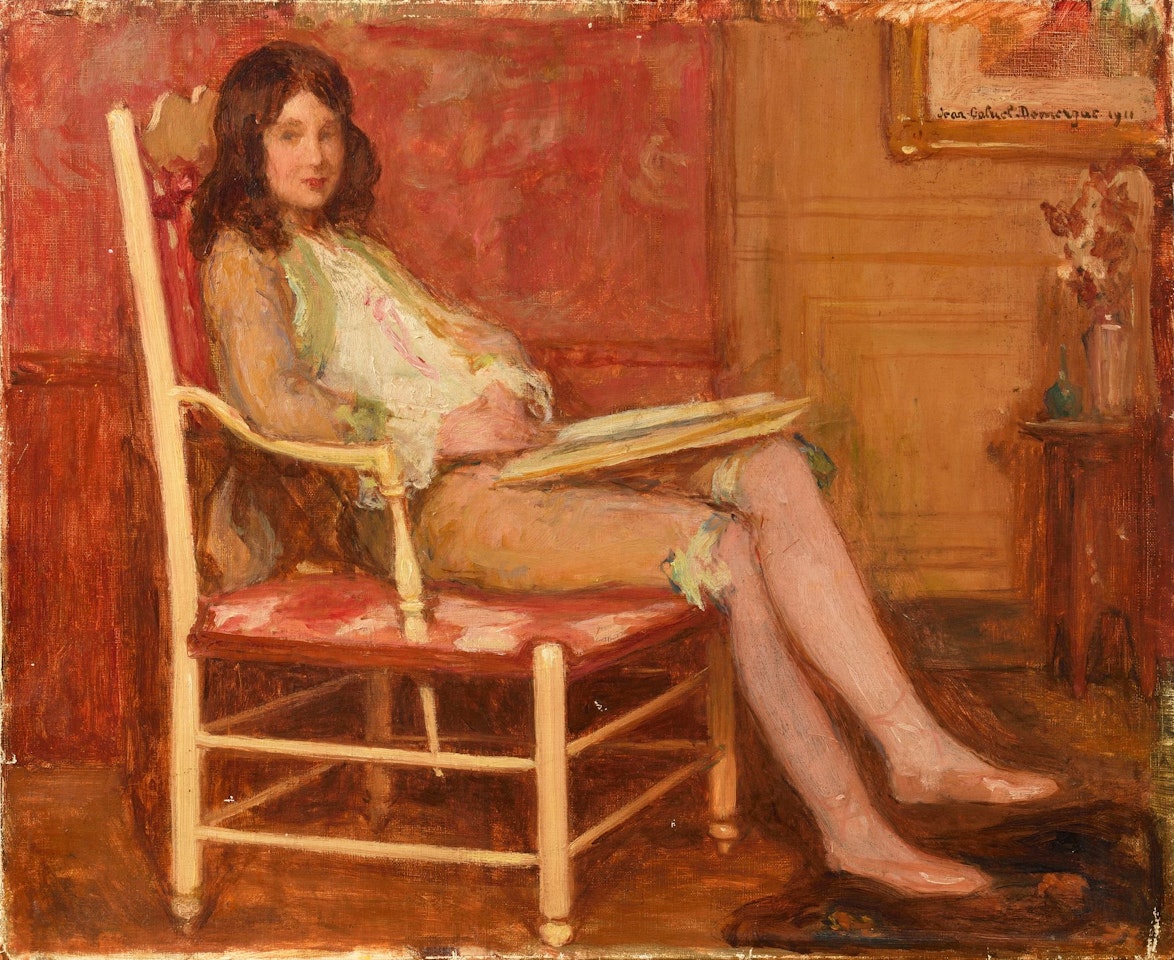 Woman seated reading by Jean Gabriel Domergue