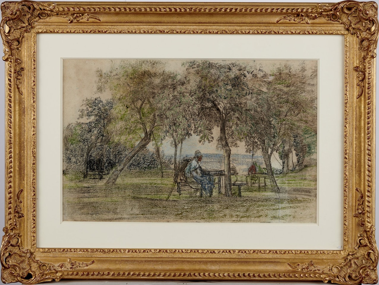 Femme dans le jardin de la ferme Saint-Siméon (Honfleur) by Eugène Boudin