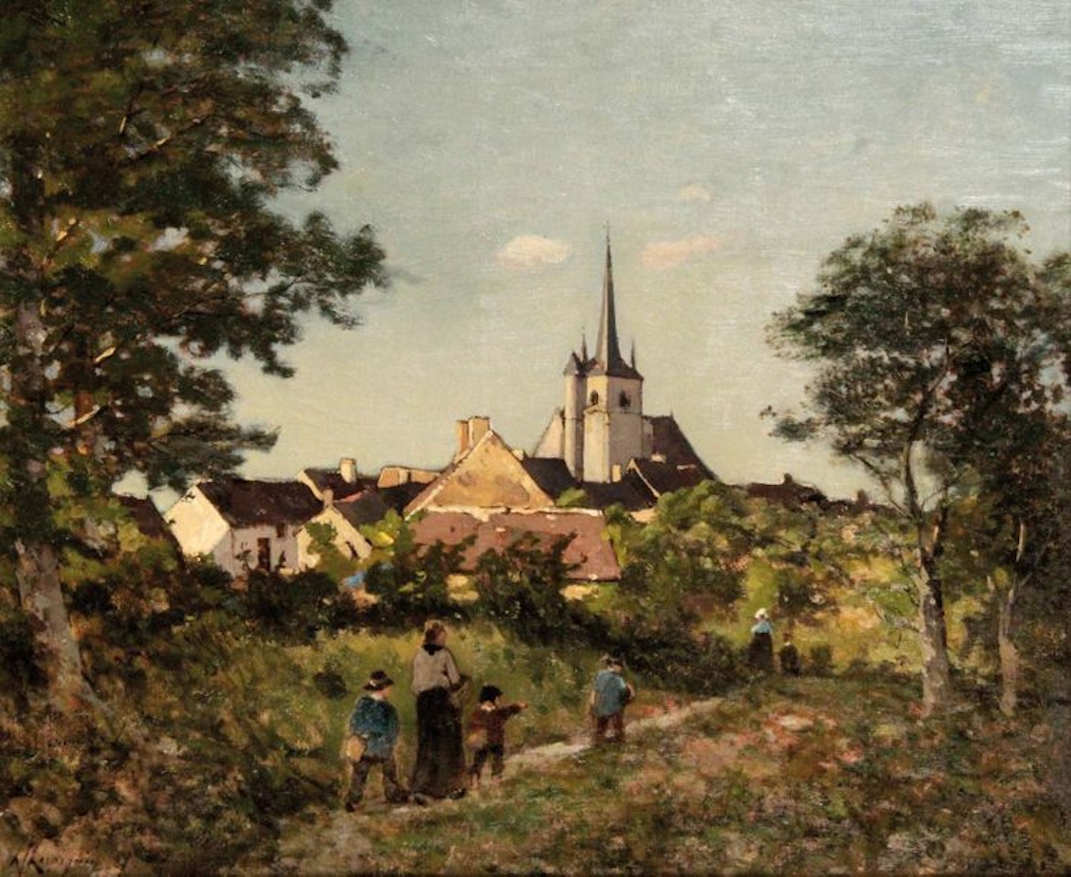 Family walk in Saint Privé by Henri Harpignies