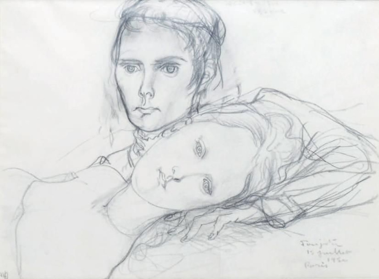 LES TWO YOUNG GIRLS, PARIS by Leonard Tsuguharu Foujita
