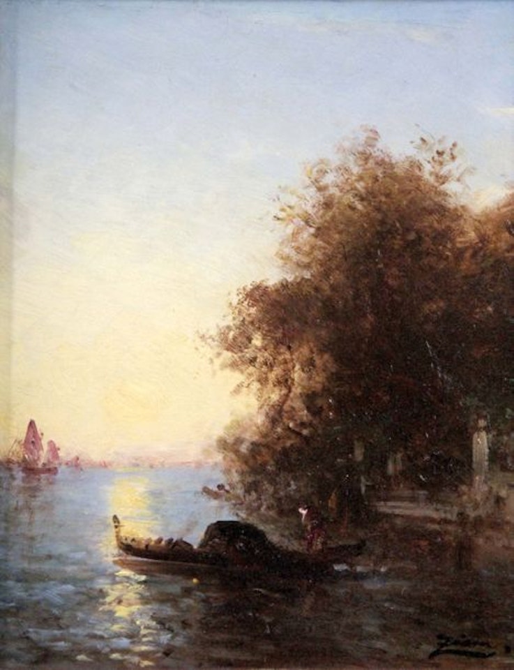 Venice, gondola in front of the French garden by Félix Ziem