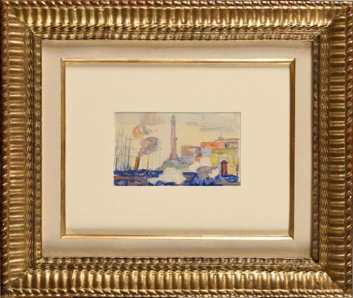 Le port de Gênes (mâts, vapeur et Lanterna) by Paul Signac