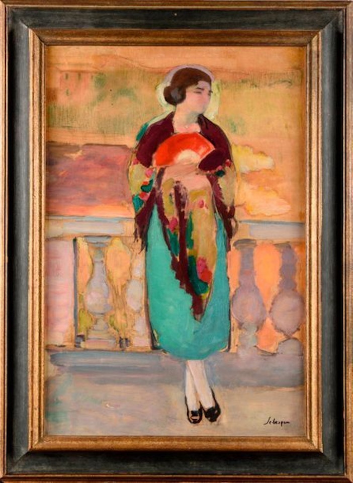 Young girl with fan by Henri Lebasque