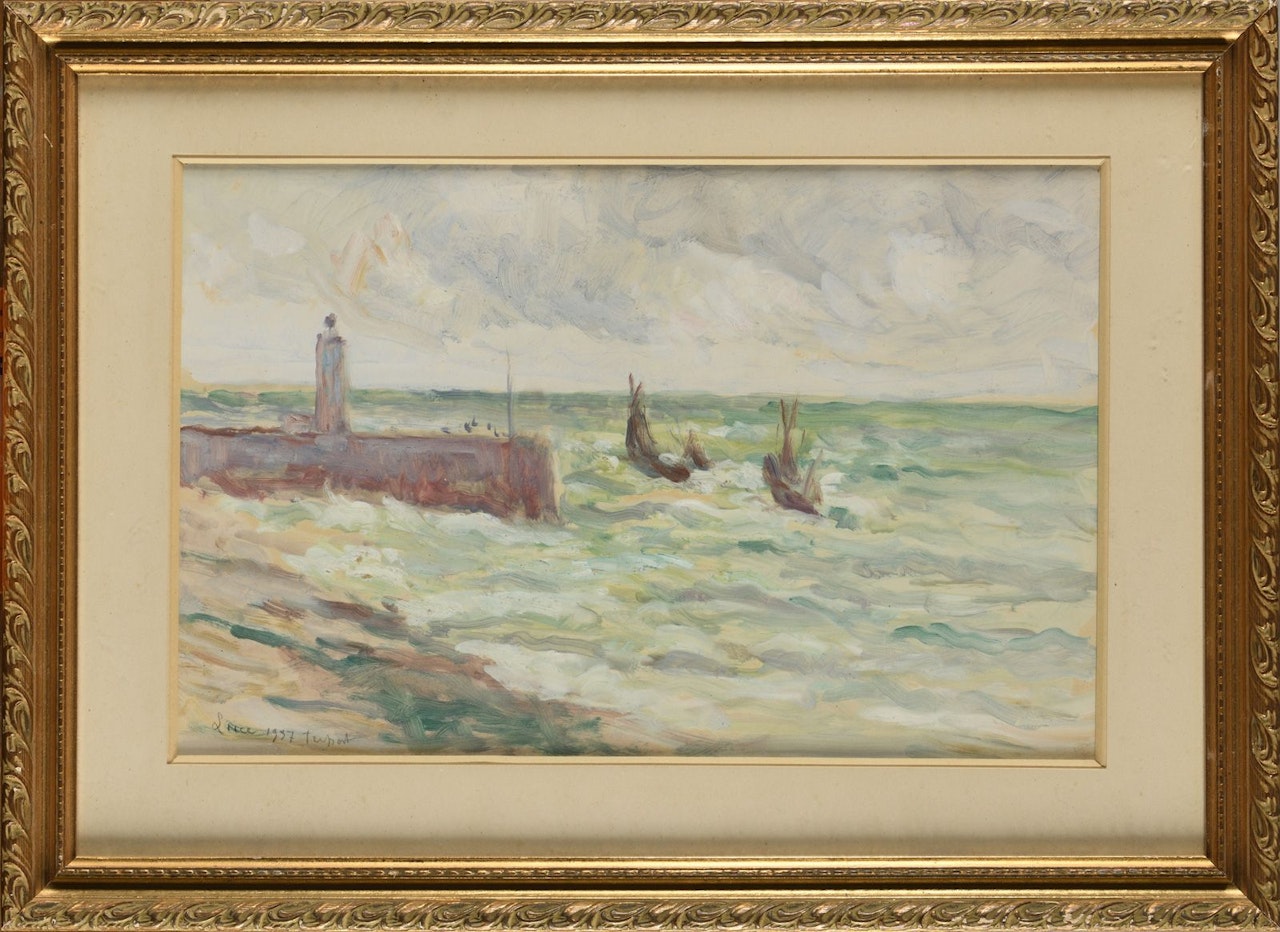 Le Tréport, Phare au bout de la jetée by Maximilien Luce