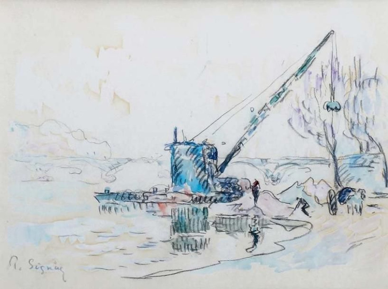 PARIS, ANIMATED EDGE OF THE SEINE by Paul Signac