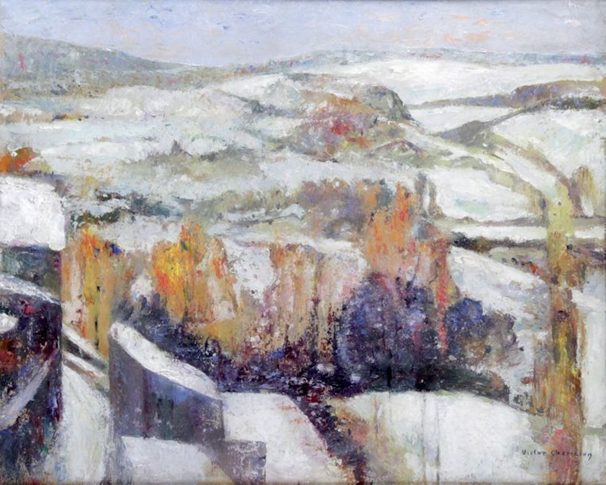 View from the terrace on a snowy day by Victor Charreton