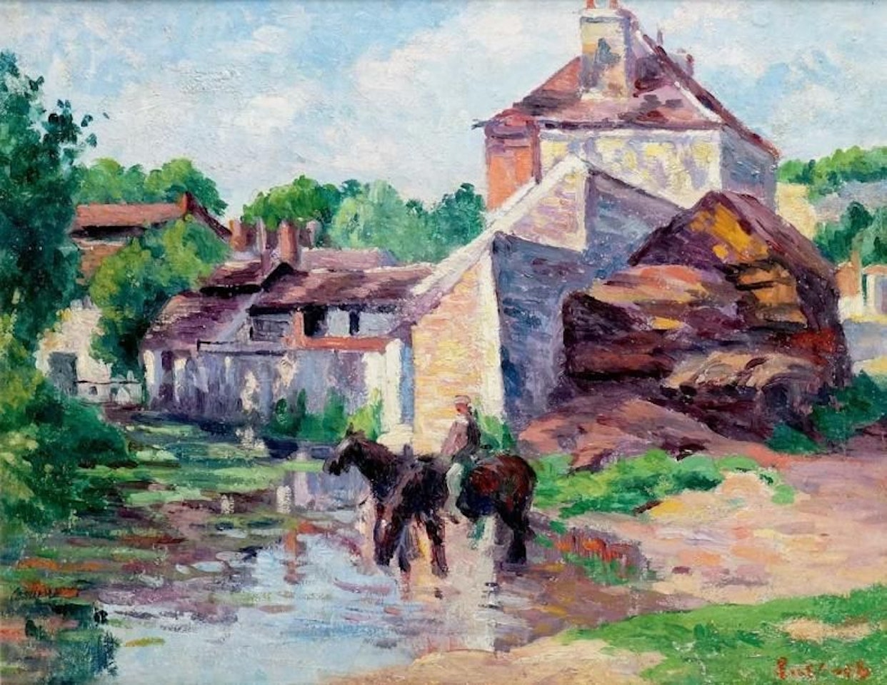 MOULINEUX EN SEINE-ET-OISE, L"ABREUVOIR by Maximilien Luce