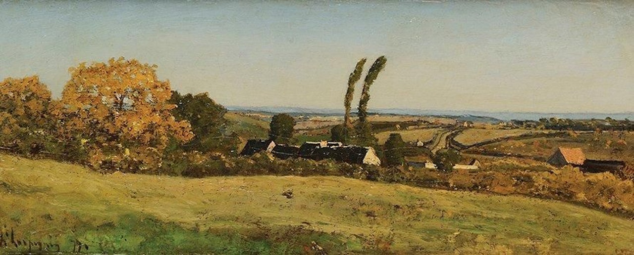 Village seen from above by Henri Harpignies