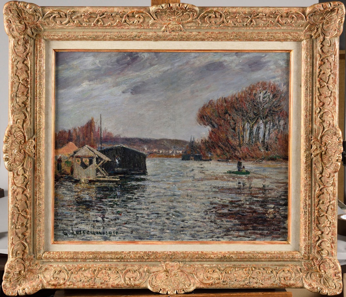 The wash boat on the Seine by Gustave Loiseau