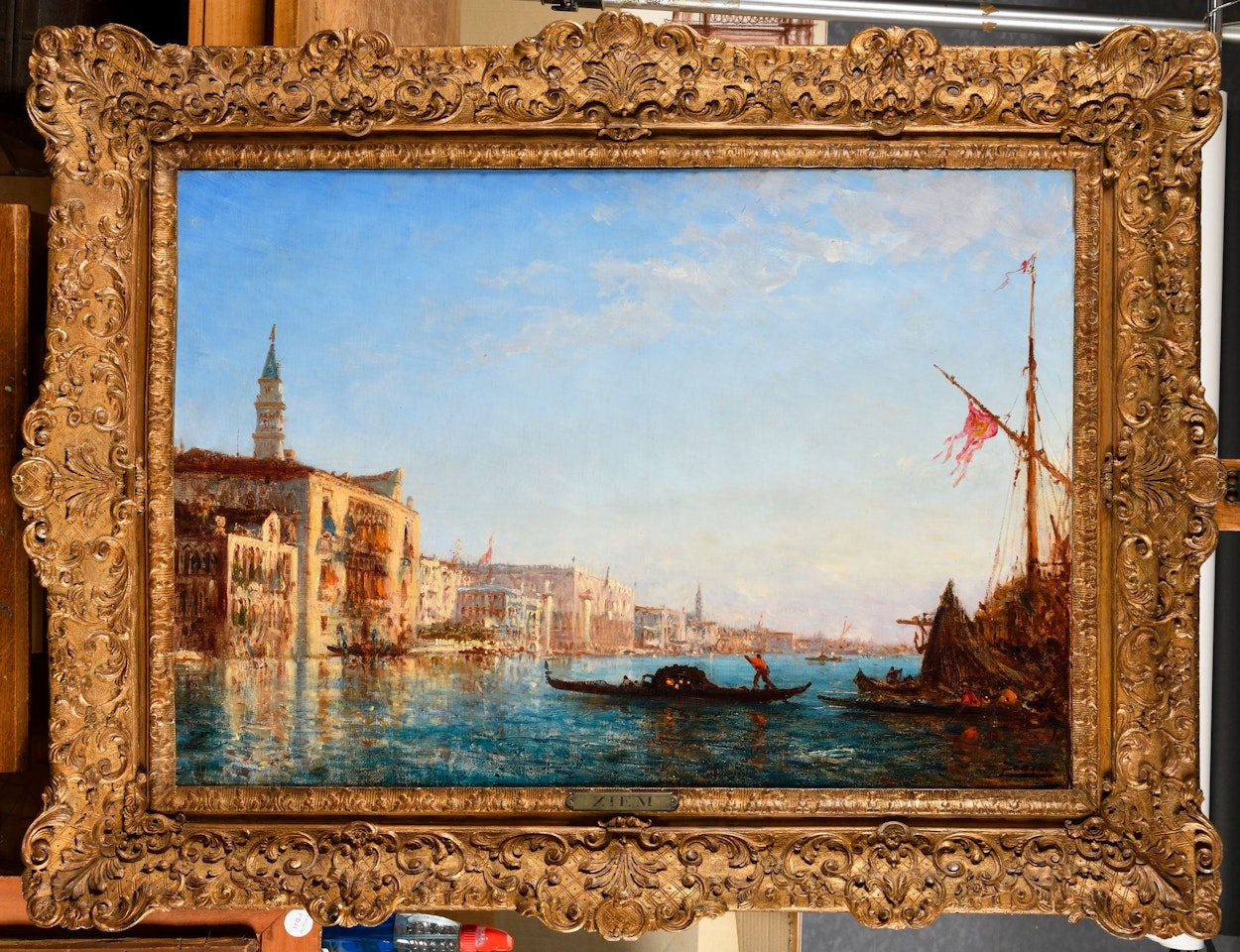 Gondolas in front of the mouth of the Grand Canal by Félix Ziem