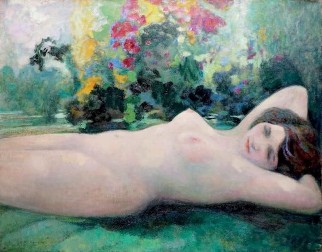 NUDE IN THE FLOWER PARK by Victor Charreton