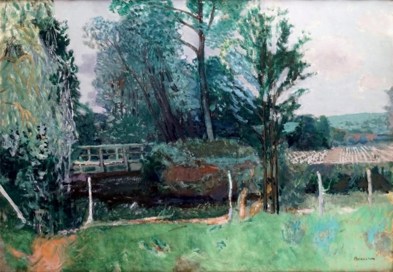 LANDSCAPE AT THE SMALL WOODEN BRIDGE by Maurice Brianchon