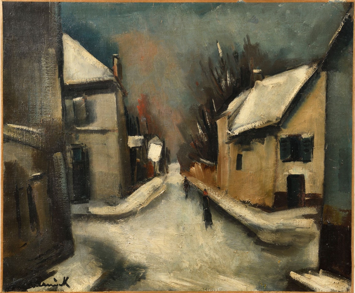 Rue de village enneigée by Maurice de Vlaminck