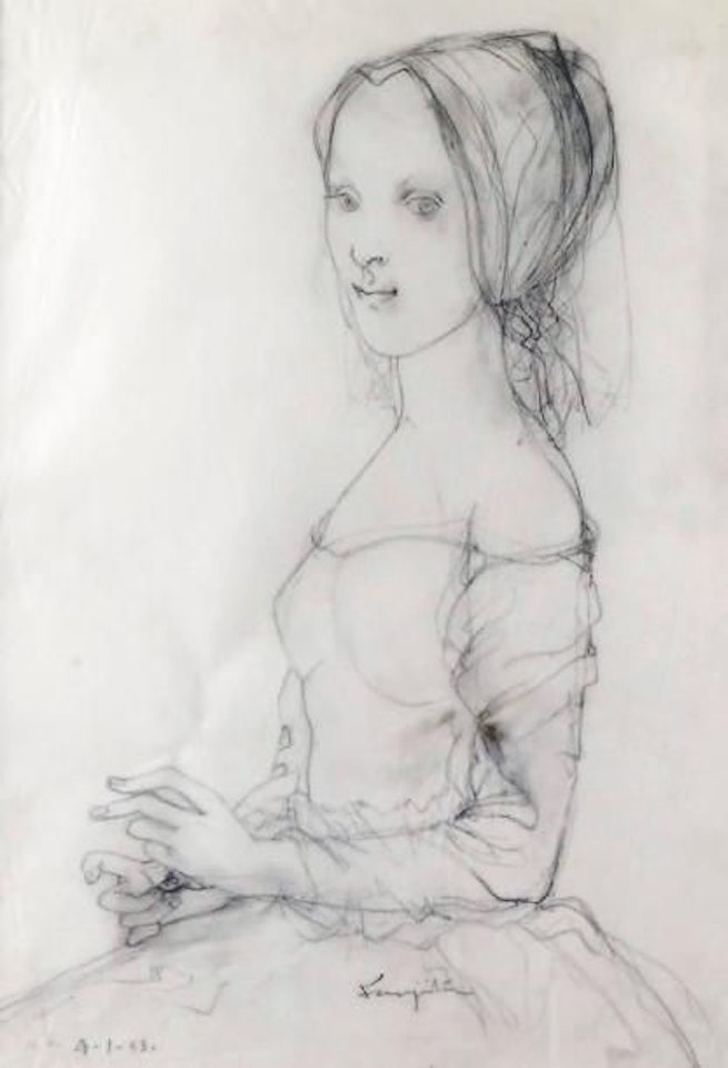 YOUNG WOMAN WITH HAIRDRESS by Leonard Tsuguharu Foujita