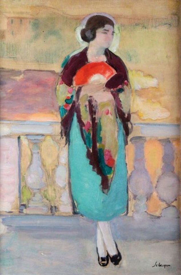 Young girl with a fan by Henri Lebasque