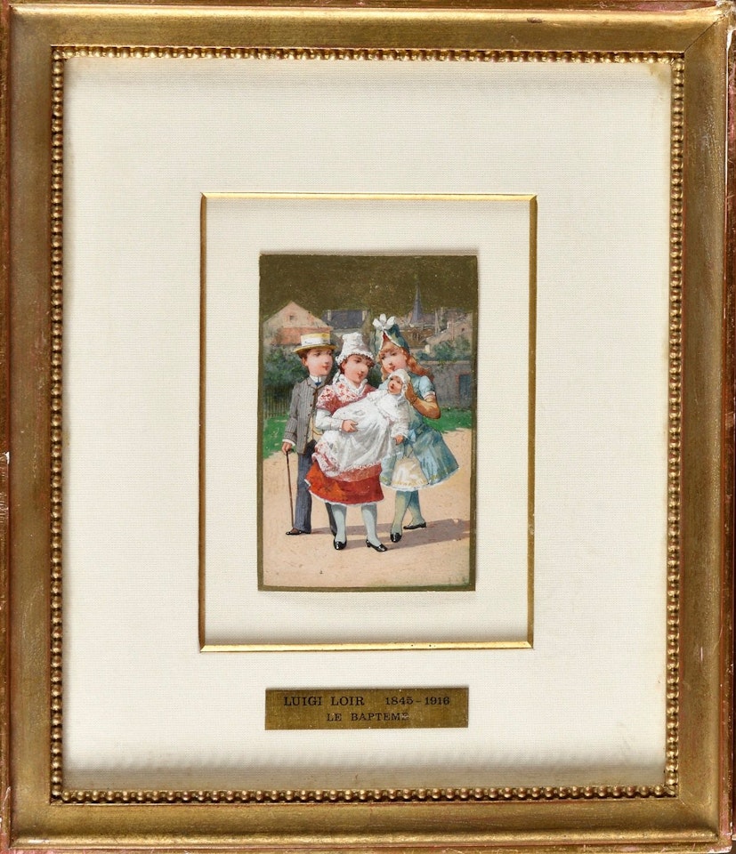 The Baptism Gouache and gold highlights by Luigi Loir