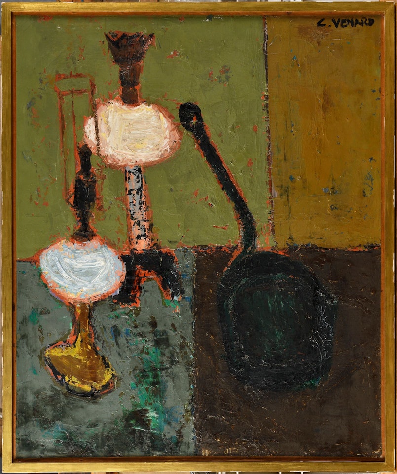 Still life with oil lamps by Claude Venard