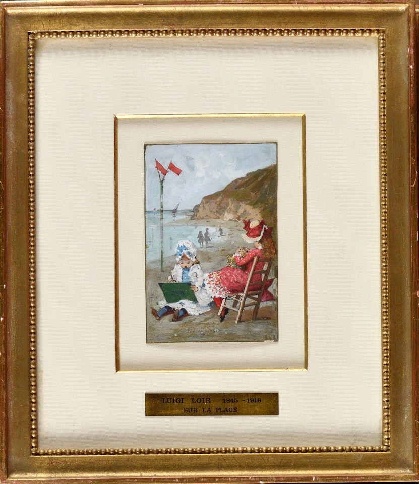 Sur la plage Gouache and gold highlights by Luigi Loir