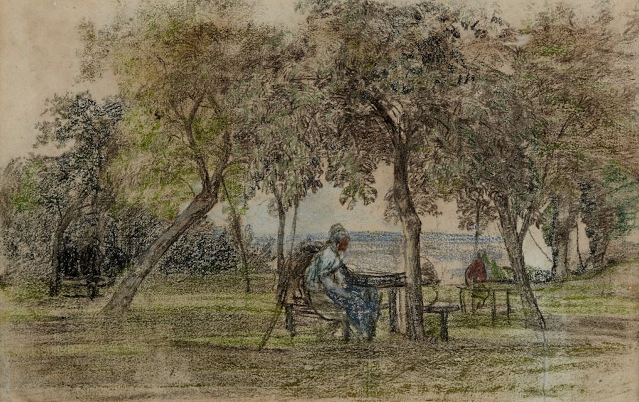 Woman in the garden of the Saint-Siméon farm (Honfleur) by Eugène Boudin