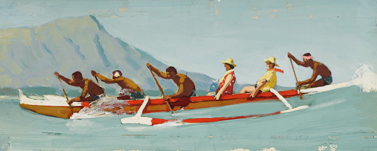 STUDY FOR "THE THING TO DO WITH LIFE IS LIVE IT!" (OUTRIGGER CANOE) by Norman Rockwell