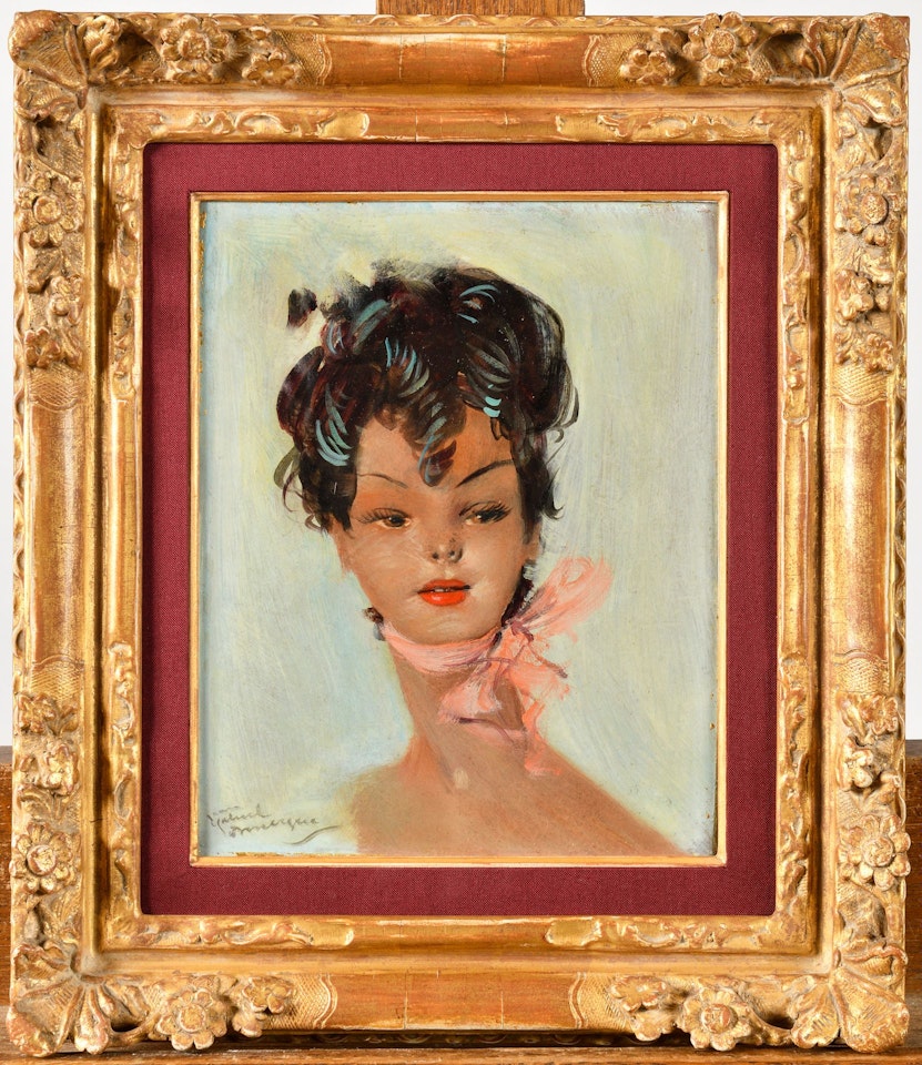 Portrait de Mirrha, ruban autour du cou by Jean Gabriel Domergue