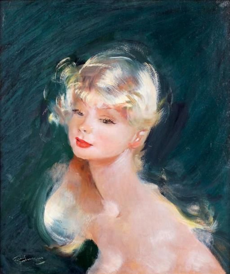 PORTRAIT OF YOUNG BLONDE GIRL by Jean Gabriel Domergue