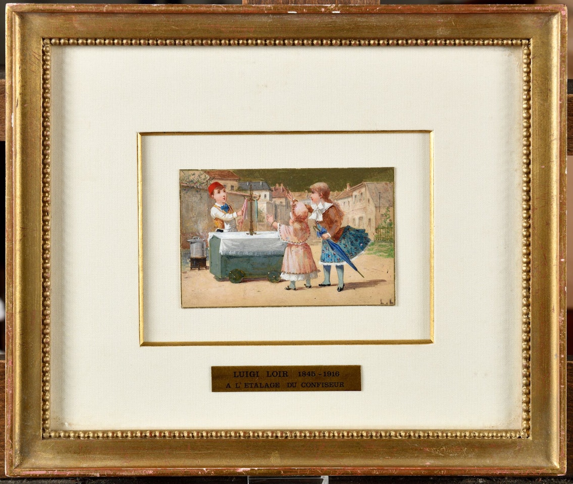 A l"étalage du confiseur Gouache and gold highlights by Luigi Loir
