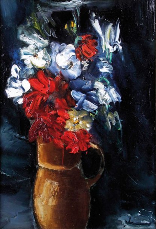 Vase of blue and red flowers by Maurice de Vlaminck