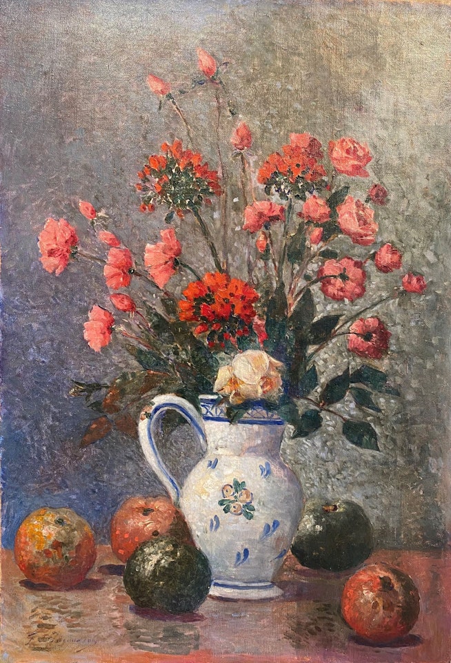 Bouquet with carnations and geraniums by Ferdinand du Puigaudeau