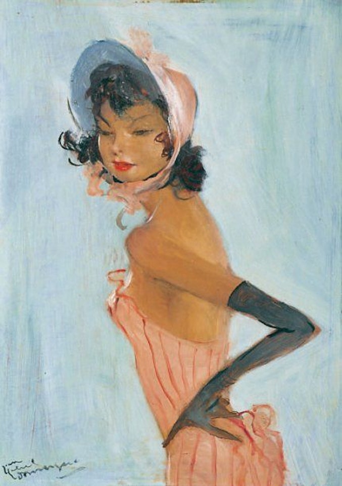 YOUNG GIRL IN A PINK BUSTIER by Jean Gabriel Domergue