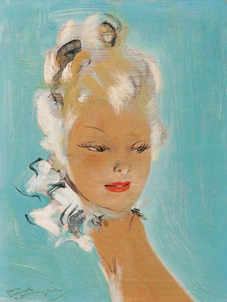 YOUNG WOMAN WITH A WHITE SCARF by Jean Gabriel Domergue