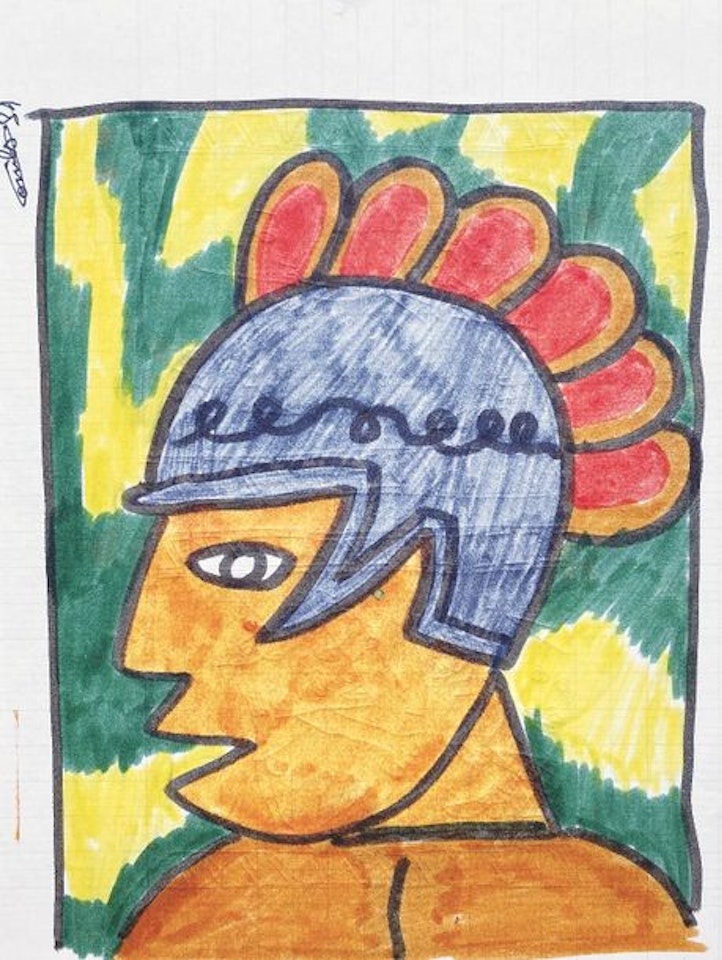 Tête de guerrier de profil (recto); Personnages (verso) by Robert Combas