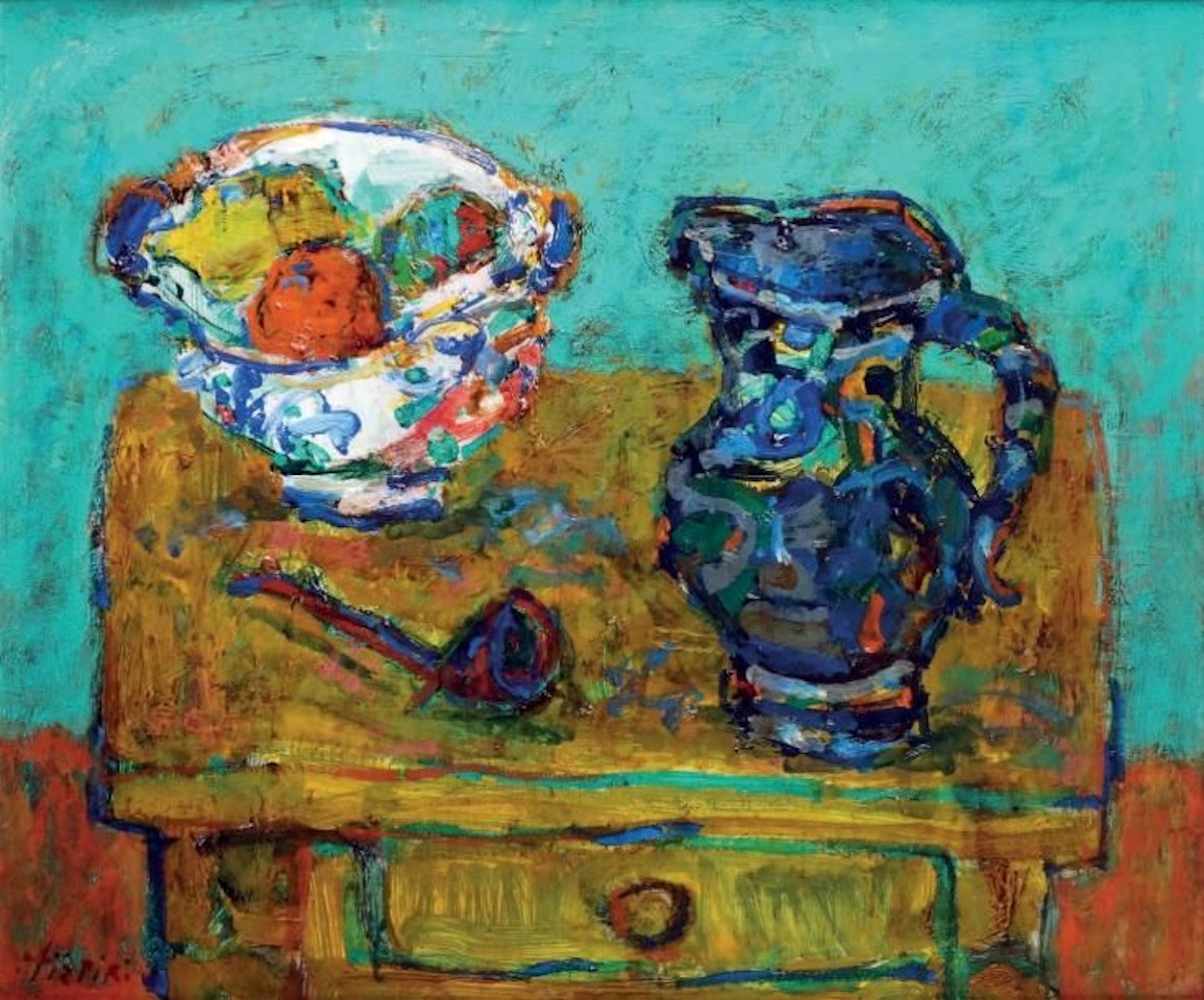 STILL LIFE WITH A PITCHER AND AN EARTHENWARE CUP by Paul Aizpiri