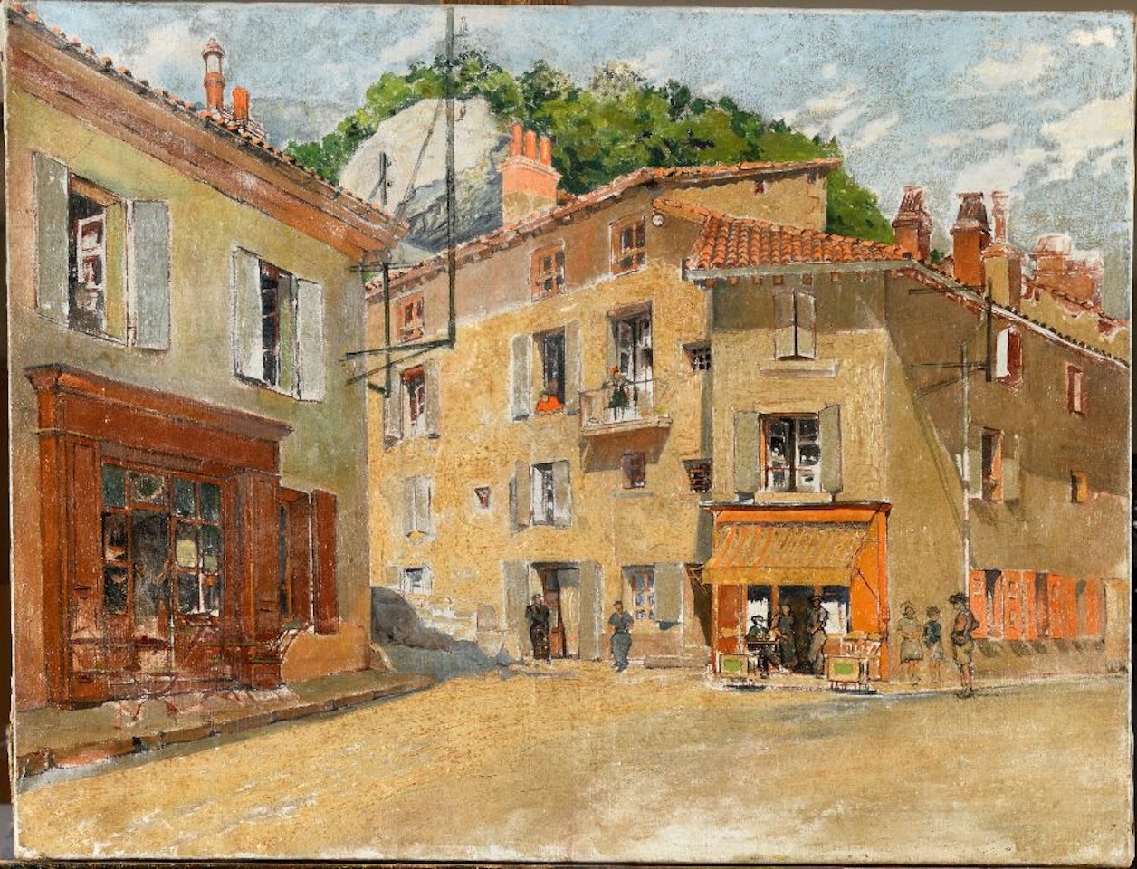 Lively street scene in the south of France by French School