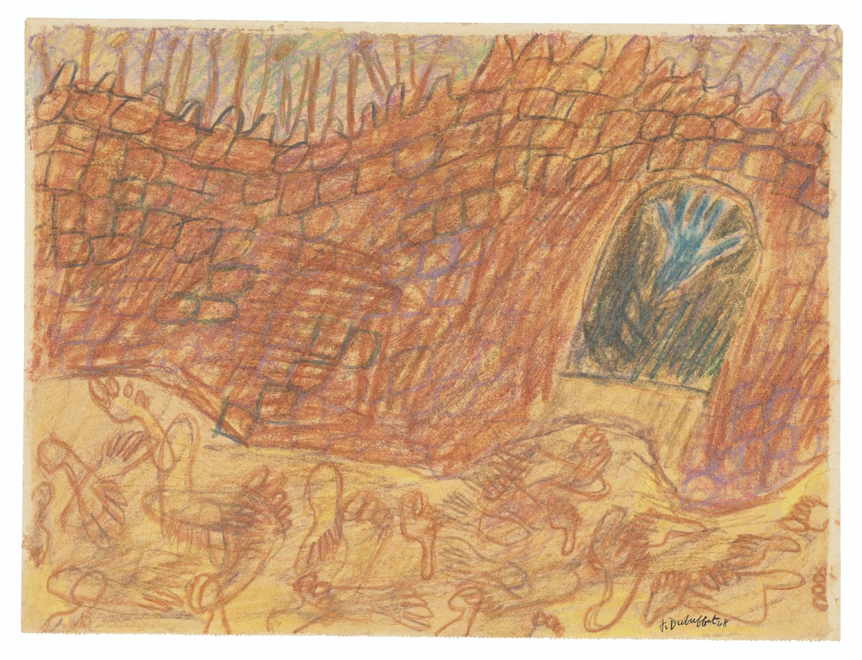Porte de l'oasis avec traces de pas by Jean Dubuffet