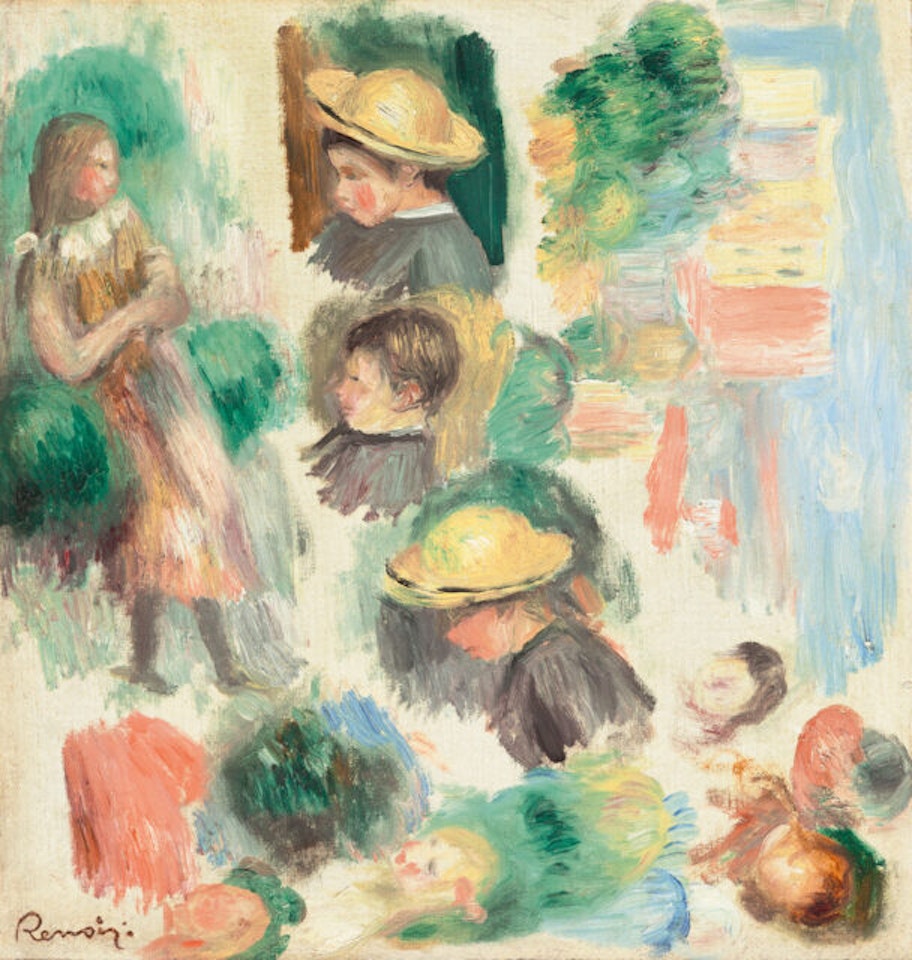 Maison à Montmartre, Tête de Garconnet, Fillettes by Pierre-Auguste Renoir