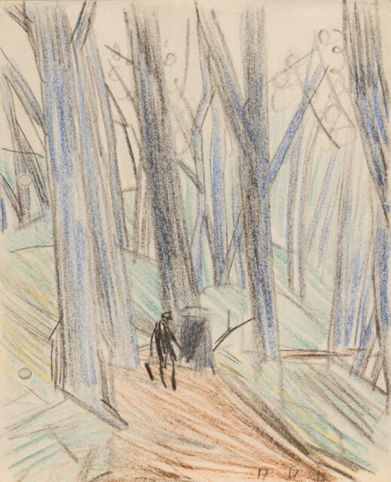 Figure in the park on the Ilm, Weimar by Lyonel Feininger