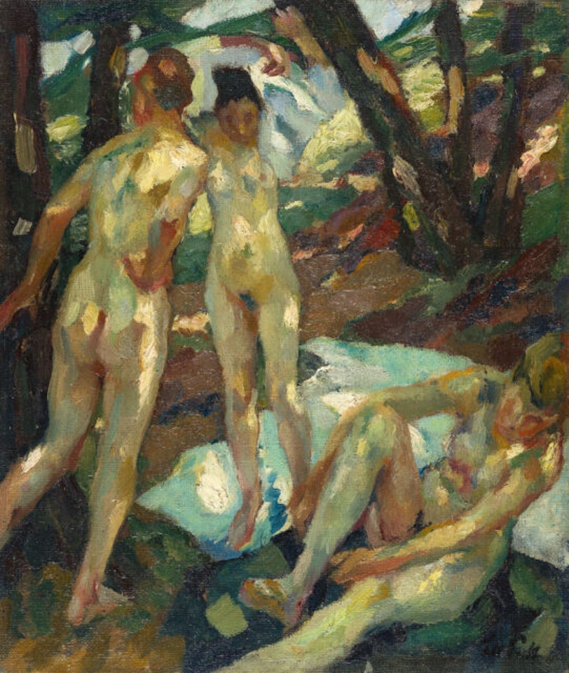 After the bath. by Leo Putz