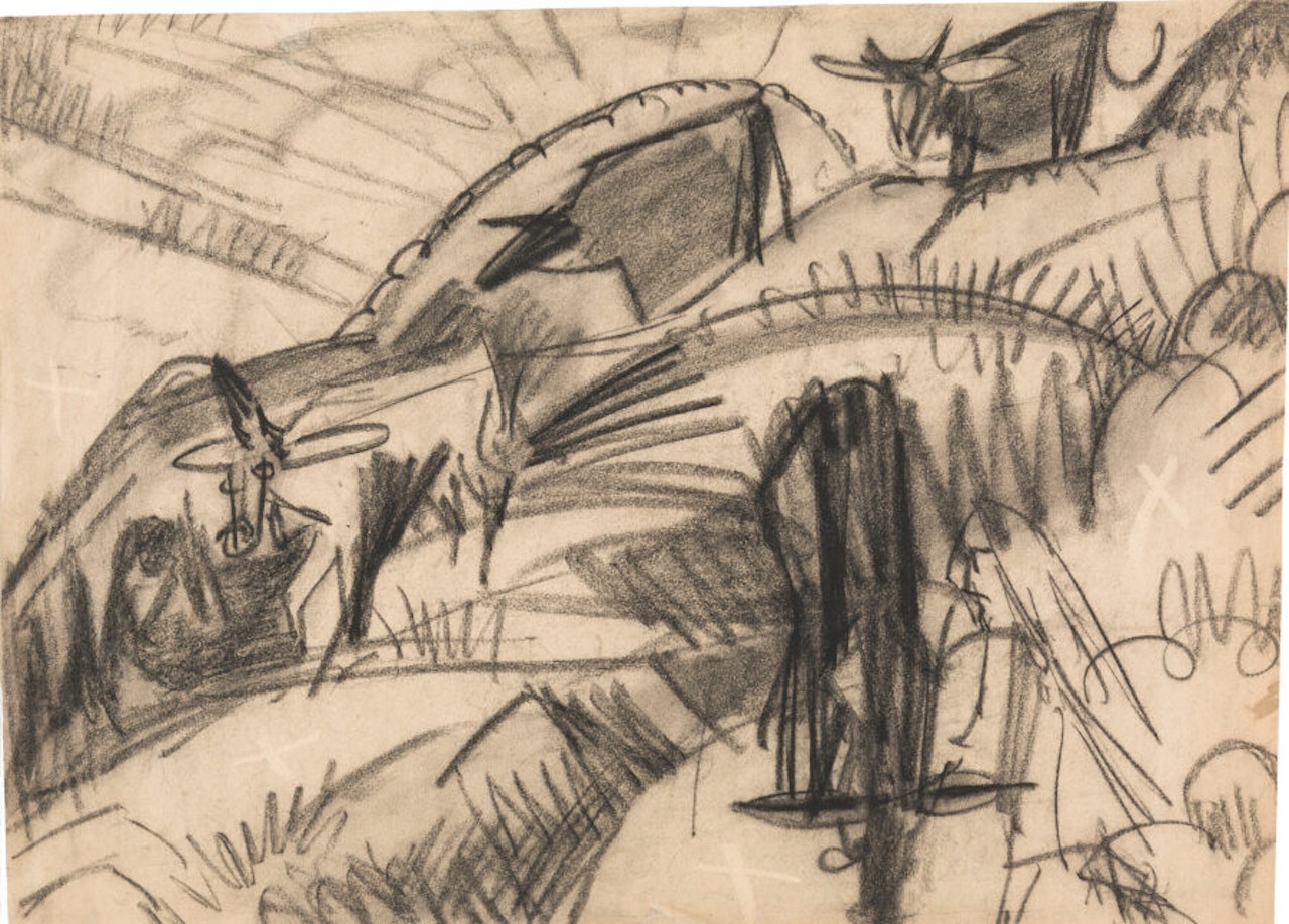 Descending cows by Ernst Ludwig Kirchner