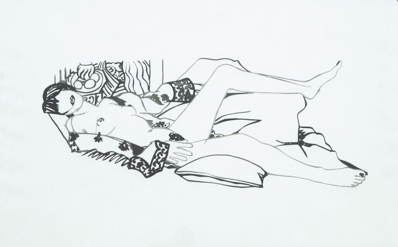 Monica Nude with purple robe. by Tom Wesselmann