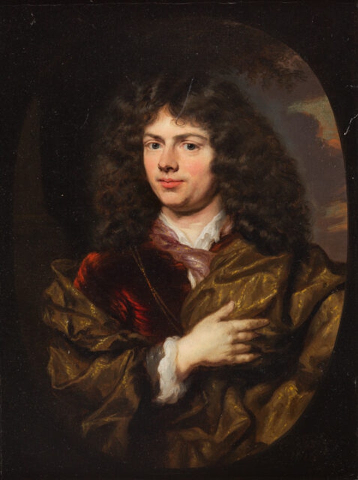 Half-length portrait of a distinguished gentleman in a red coat by Nicolaes Maes